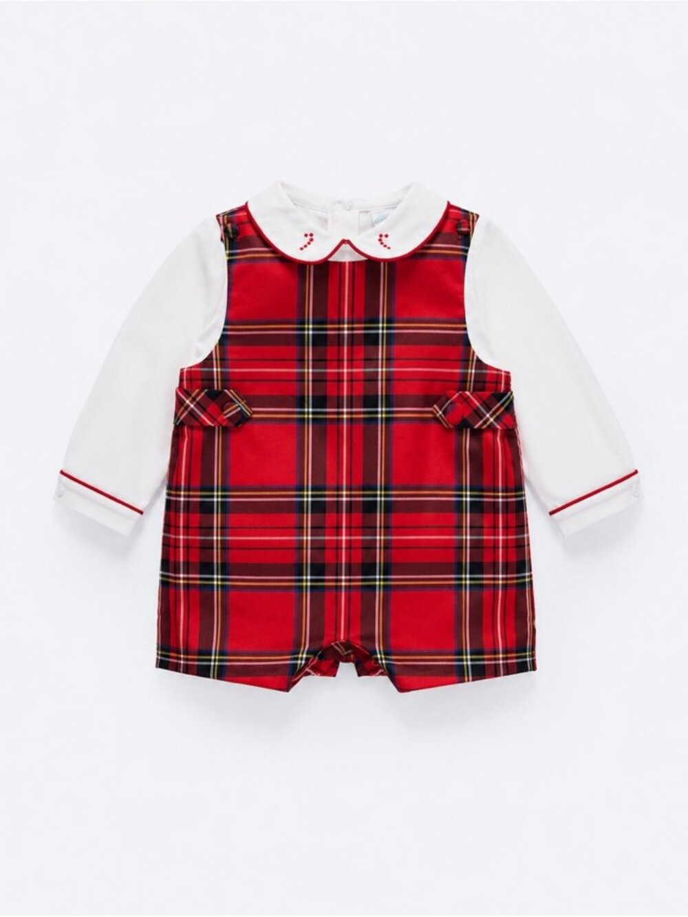 Edgehill Collection Christmas Red Tartan Plaid Jon Jon Romper NWT
